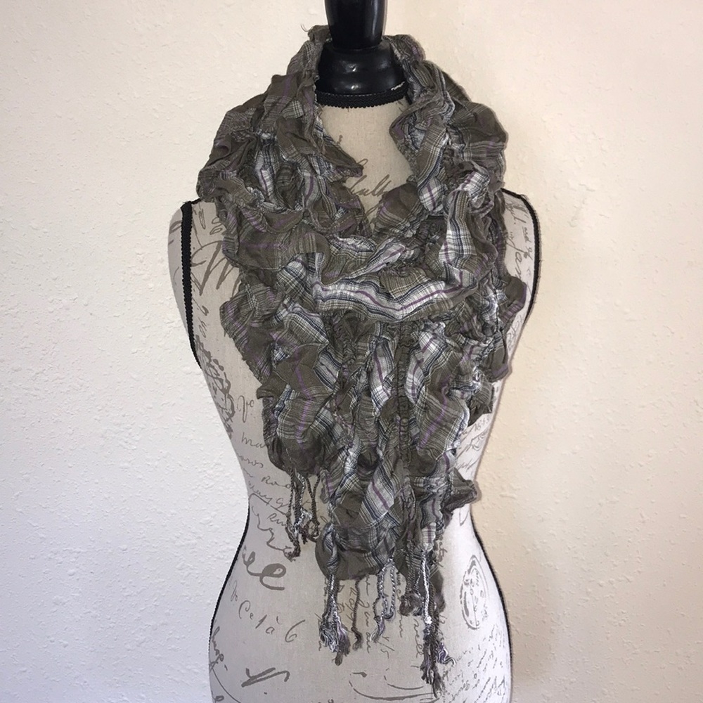 RUE21 | Plaid Stretch Slouch Fringed Boho Scarf